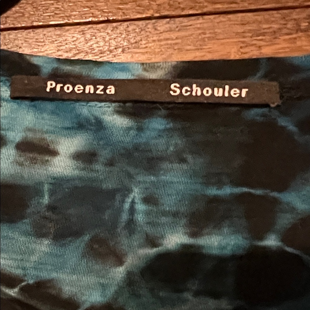 Proenza Schouler Black and Blue Tie Dye Long Sleeve Cotton Top, Sz M - Picture 2 of 4